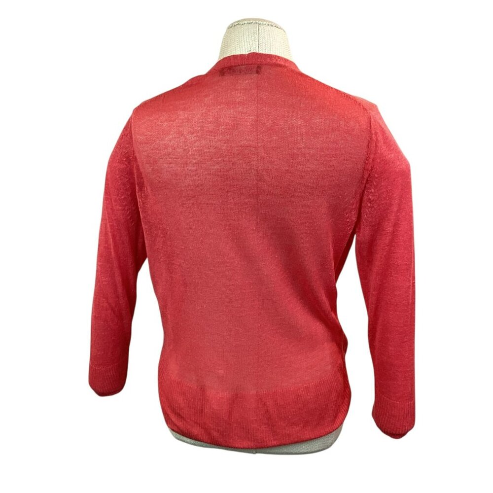 Nic + Zoe Linen Blend Womens Large Open Cardigan Sweater Coral - Picture 4 of 8